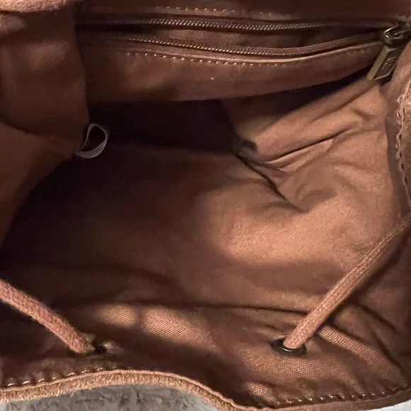 UGG Nordie Shearling & Suede Leather Mini Backpack Tan - Picture 3 of 6